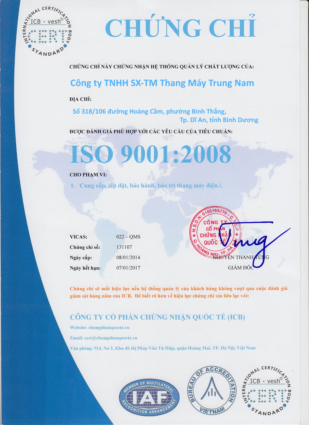 Chứng nhận ISO 9001:2008