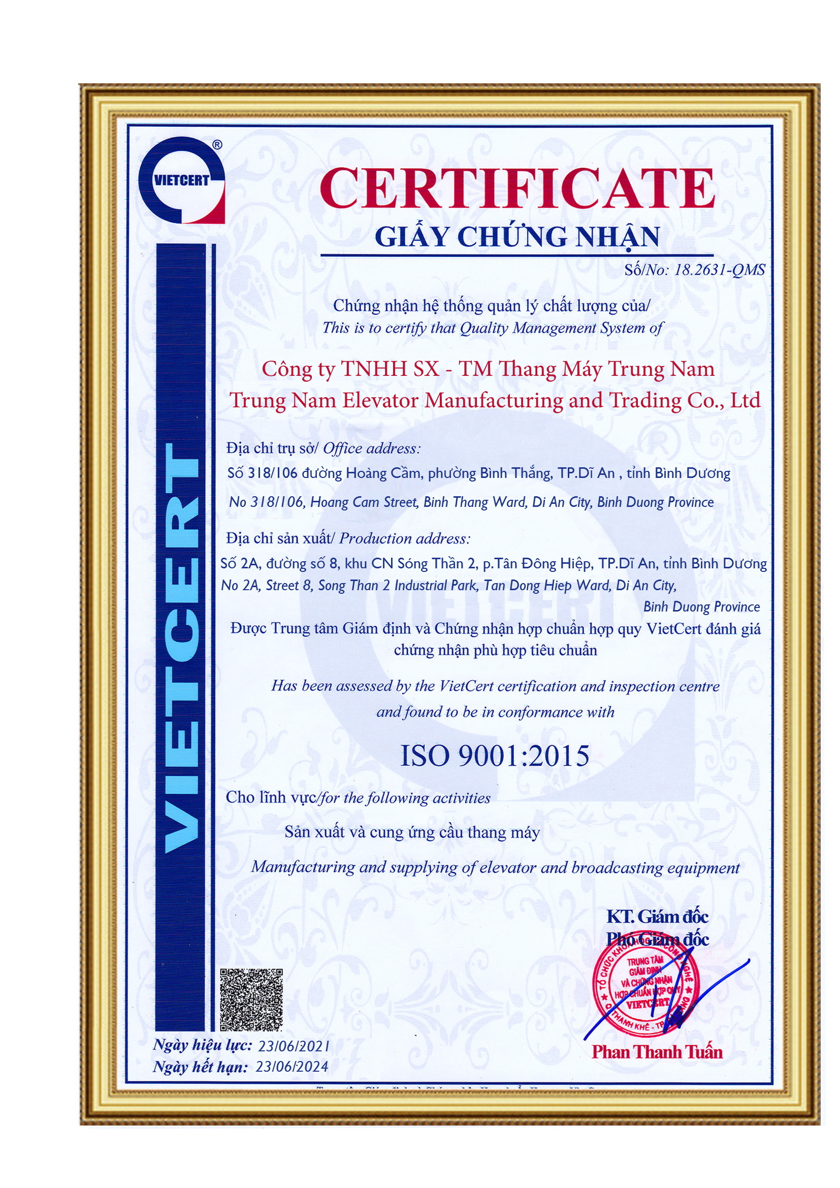 Chứng nhận ISO 9001:2015